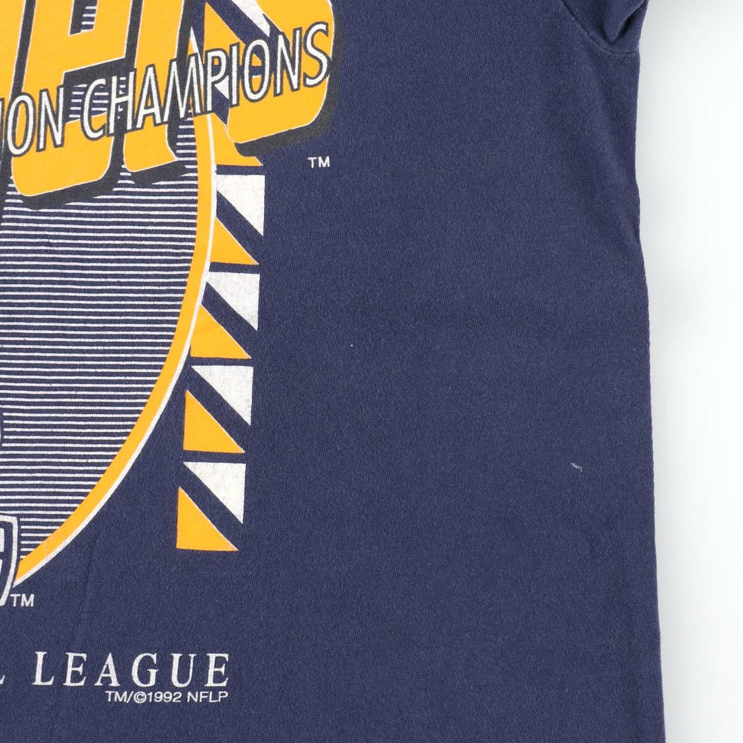 80'S Hanes NFL San Diego Chargers sports print T-shirt, Made in USA, Men's size L (approx.) cotton navy blue type Vintage Second Hand