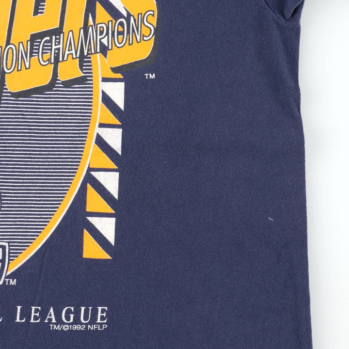 80'S Hanes NFL San Diego Chargers sports print T-shirt, Made in USA, Men's size L (approx.) cotton navy blue type Vintage Second Hand