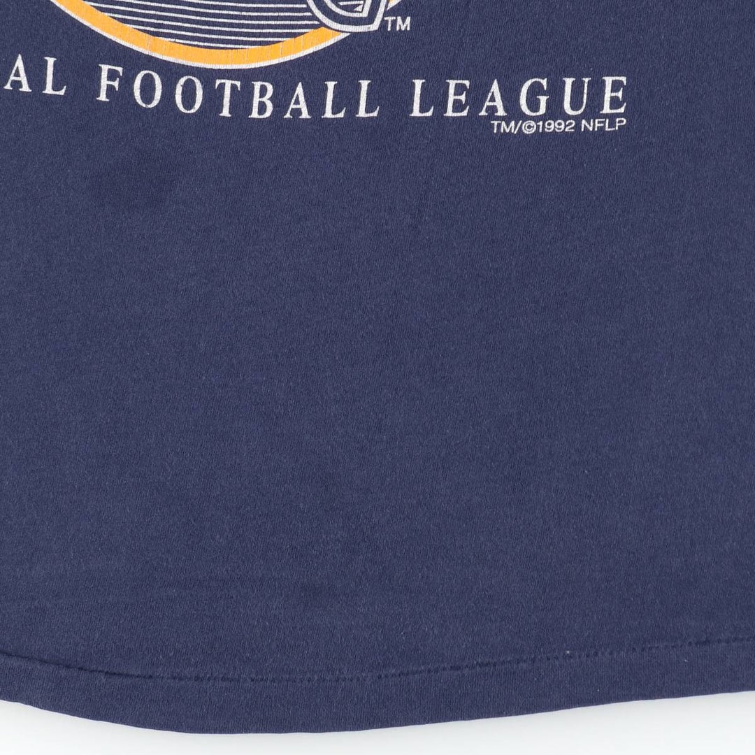 80'S Hanes NFL San Diego Chargers sports print T-shirt, Made in USA, Men's size L (approx.) cotton navy blue type Vintage Second Hand