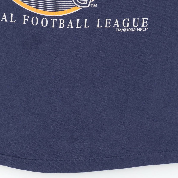 80'S Hanes NFL San Diego Chargers sports print T-shirt, Made in USA, Men's size L (approx.) cotton navy blue type Vintage Second Hand
