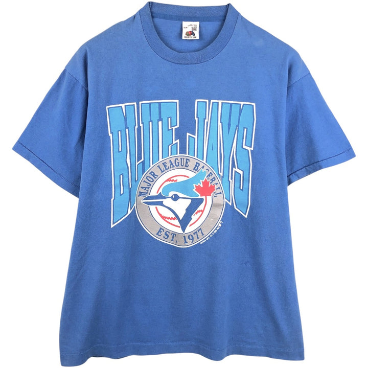90'S Fruit of the Loom MLB Toronto Blue Jays Sports Print T-Shirt, Made in Canada, Men's XL equivalent, Vintage cotton blue type Vintage Second Hand