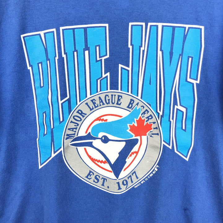 90'S Fruit of the Loom MLB Toronto Blue Jays Sports Print T-Shirt, Made in Canada, Men's XL equivalent, Vintage cotton blue type Vintage Second Hand