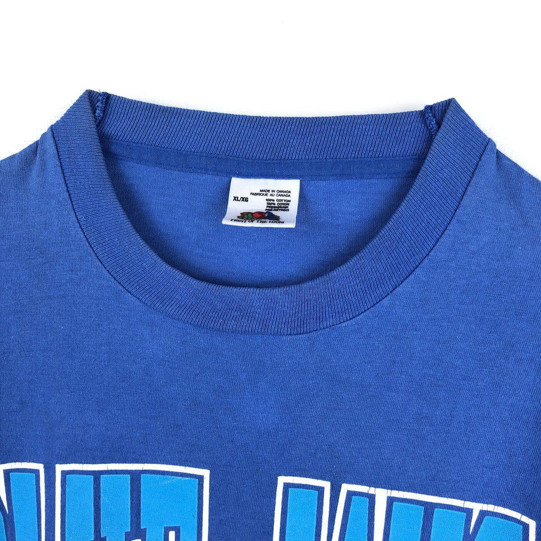 90'S Fruit of the Loom MLB Toronto Blue Jays Sports Print T-Shirt, Made in Canada, Men's XL equivalent, Vintage cotton blue type Vintage Second Hand