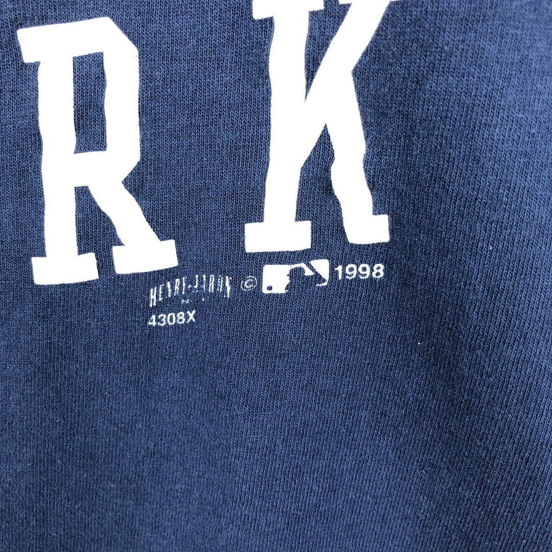 90'S MLB New York Yankees sports print t-shirt, made in USA, men's size L equivalent, vintage. cotton navy blue type Vintage Second Hand