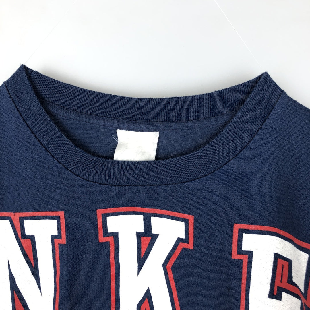 90'S MLB New York Yankees sports print t-shirt, made in USA, men's size L equivalent, vintage. cotton navy blue type Vintage Second Hand