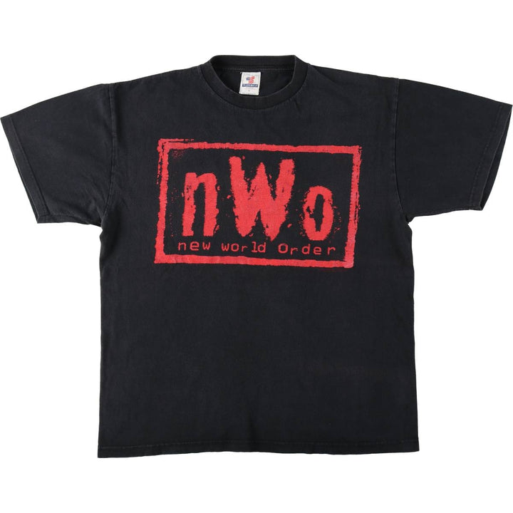 90'S T-AMERICA nWo New World Order Pro Wrestling Sports Print T-Shirt, Men's XL (approx.), Vintage cotton black type Vintage Second Hand