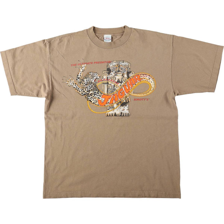 Knott's Berry Farm Animal Pattern Advertising T-Shirt, Made in USA, Men's XL (approx.) unclear beige type brown Vintage Second Hand
