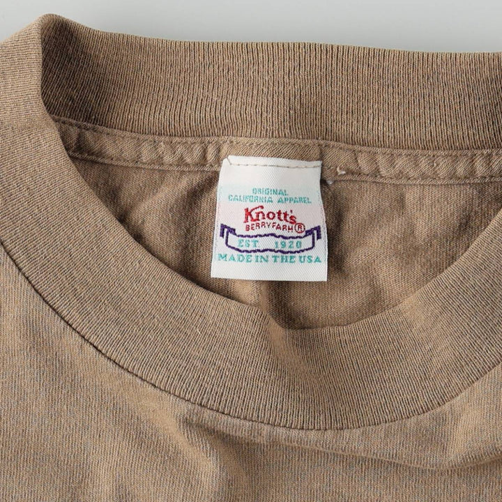 Knott's Berry Farm Animal Pattern Advertising T-Shirt, Made in USA, Men's XL (approx.) unclear beige type brown Vintage Second Hand
