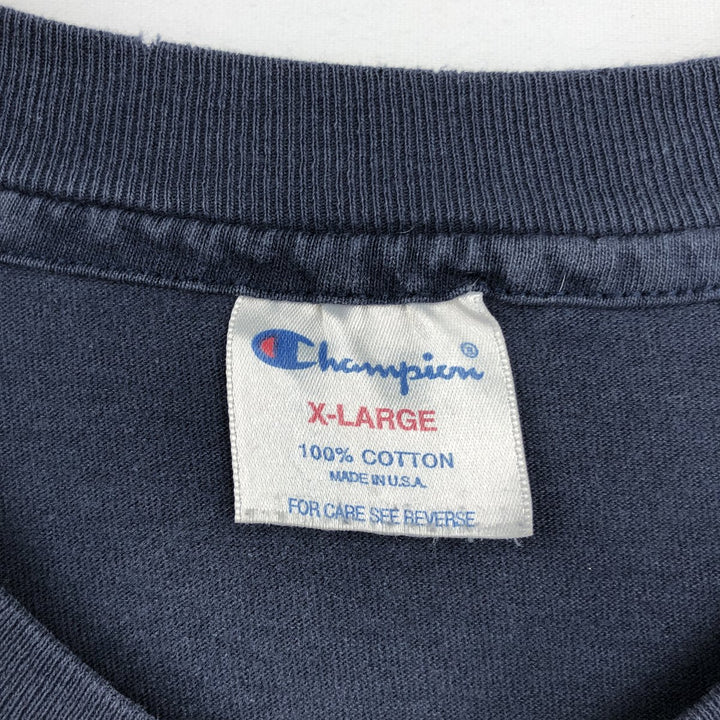 90'S Champion Notre Dame University Fighting Irish 3-Piece College T-Shirt, Made in USA, Men's XL equivalent. cotton navy blue type Vintage Second Hand