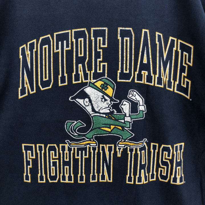 90'S Champion Notre Dame University Fighting Irish 3-Piece College T-Shirt, Made in USA, Men's XL equivalent. cotton navy blue type Vintage Second Hand