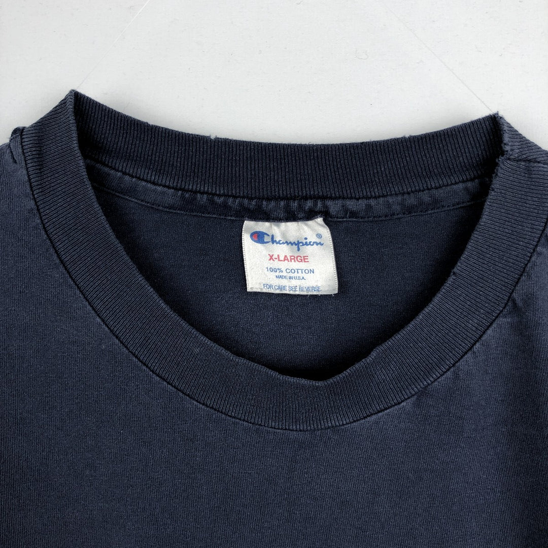 90'S Champion Notre Dame University Fighting Irish 3-Piece College T-Shirt, Made in USA, Men's XL equivalent. cotton navy blue type Vintage Second Hand