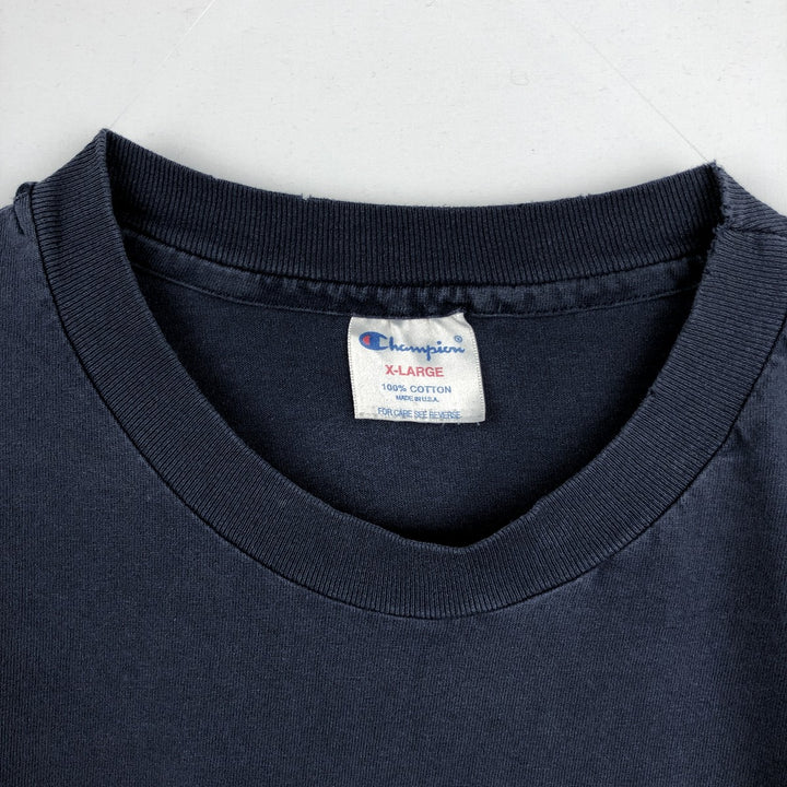 90'S Champion Notre Dame University Fighting Irish 3-Piece College T-Shirt, Made in USA, Men's XL equivalent. cotton navy blue type Vintage Second Hand