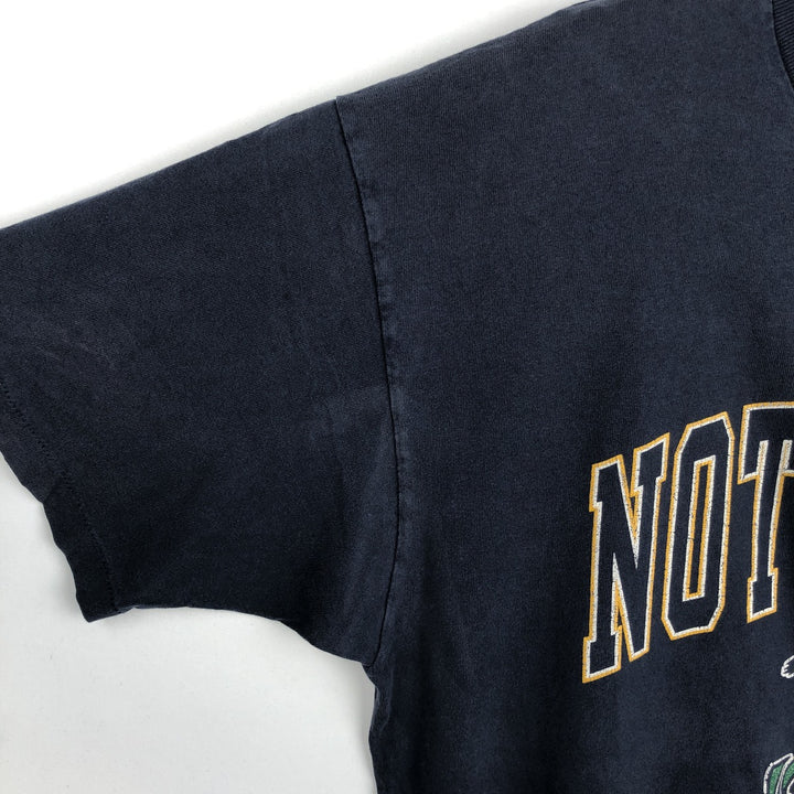 90'S Champion Notre Dame University Fighting Irish 3-Piece College T-Shirt, Made in USA, Men's XL equivalent. cotton navy blue type Vintage Second Hand