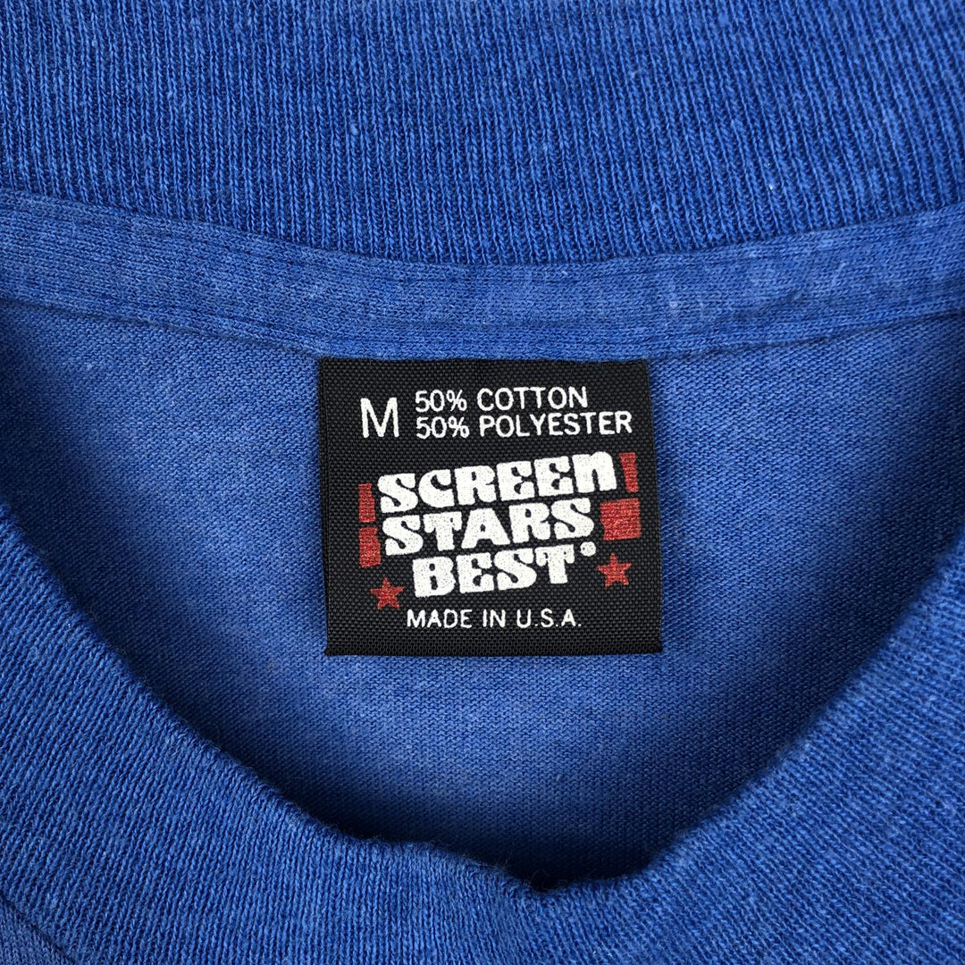 80s-90'S Screen Stars Triple Print College T-Shirt, Made in USA, Men's Size M (Equivalent), Vintage cotton blue type Vintage Second Hand