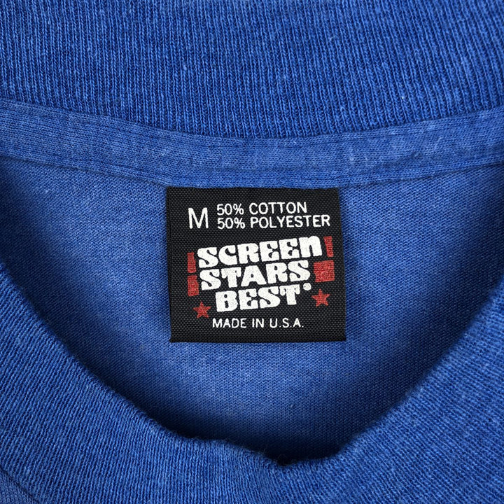 80s-90'S Screen Stars Triple Print College T-Shirt, Made in USA, Men's Size M (Equivalent), Vintage cotton blue type Vintage Second Hand