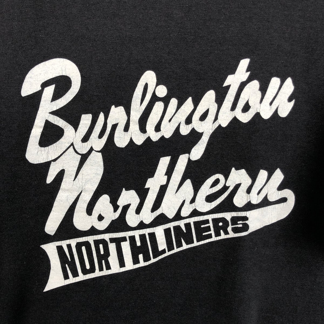 80s-90'S Screen Stars BEST Burlington Northern Railroad Advertising T-Shirt, Made in USA, Men's XL equivalent. cotton black type Vintage Second Hand