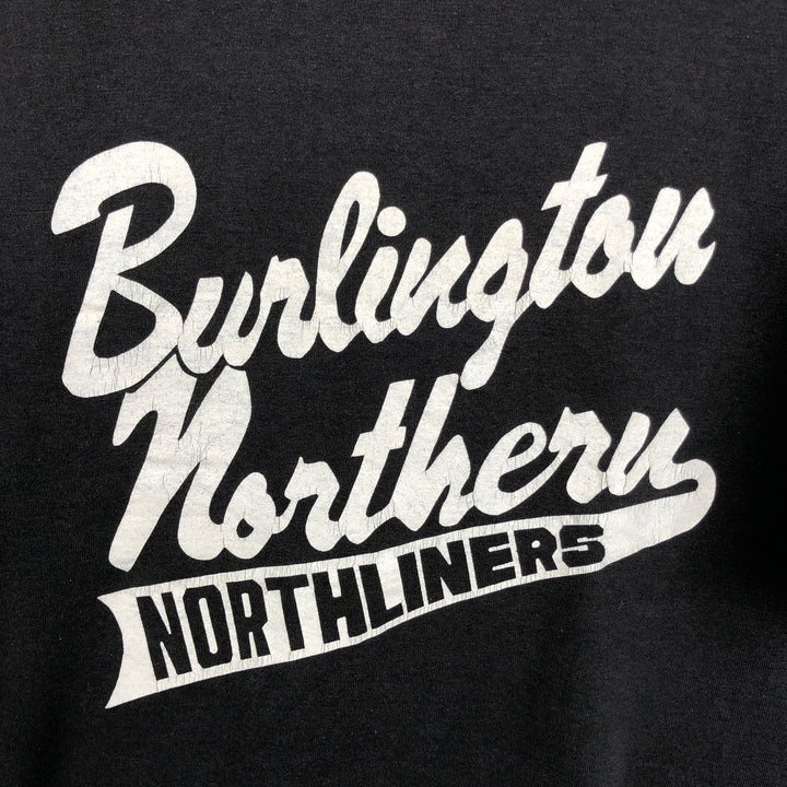 80s-90'S Screen Stars BEST Burlington Northern Railroad Advertising T-Shirt, Made in USA, Men's XL equivalent. cotton black type Vintage Second Hand