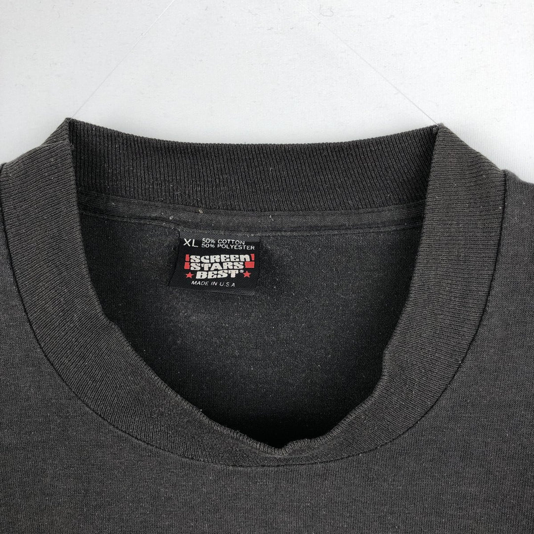 80s-90'S Screen Stars BEST Burlington Northern Railroad Advertising T-Shirt, Made in USA, Men's XL equivalent. cotton black type Vintage Second Hand