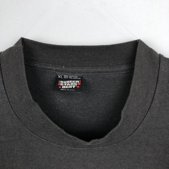 80s-90'S Screen Stars BEST Burlington Northern Railroad Advertising T-Shirt, Made in USA, Men's XL equivalent. cotton black type Vintage Second Hand