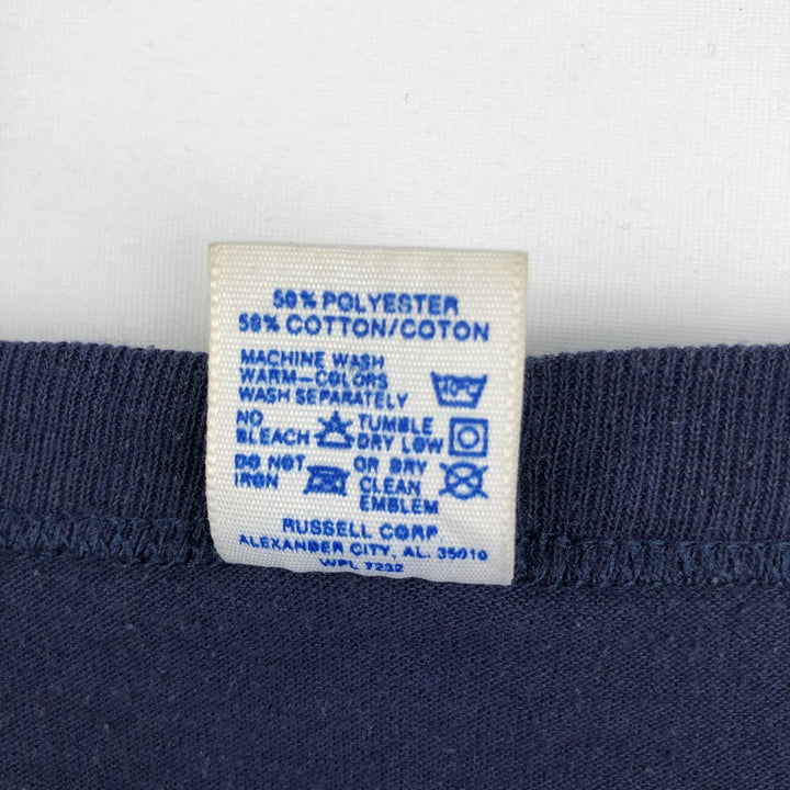 90'S Russell FIGHTIN' IRISH Notre Dame University College T-shirt, Made in USA, Men's XL equivalent. cotton navy blue type Vintage Second Hand
