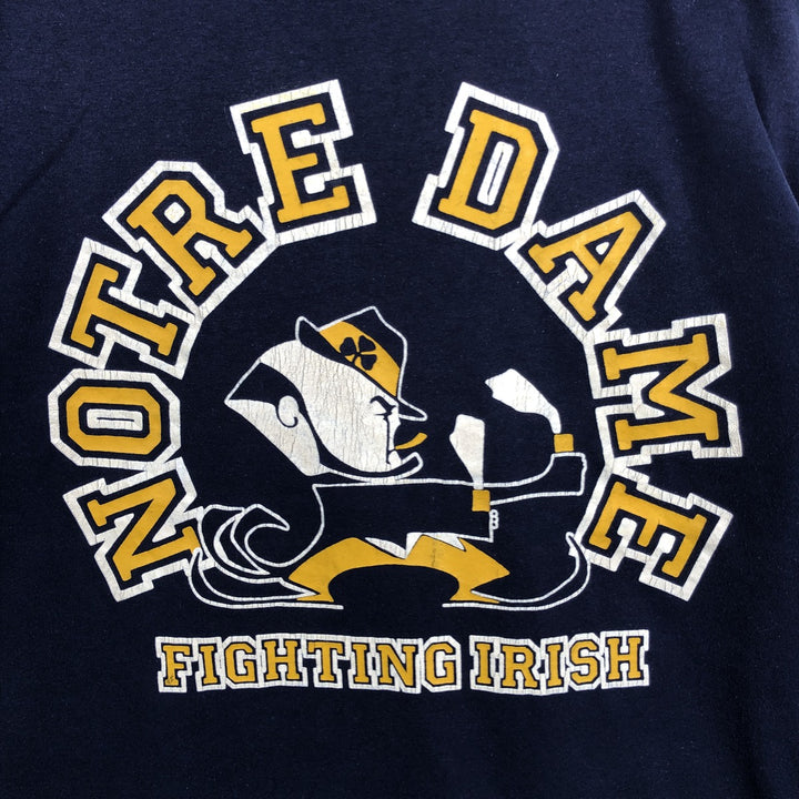 90'S Russell FIGHTIN' IRISH Notre Dame University College T-shirt, Made in USA, Men's XL equivalent. cotton navy blue type Vintage Second Hand