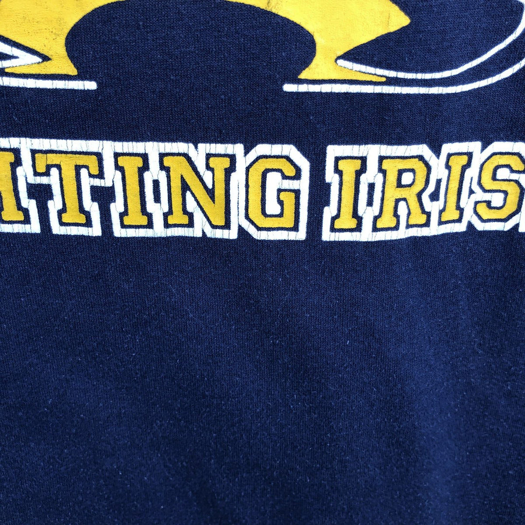 90'S Russell FIGHTIN' IRISH Notre Dame University College T-shirt, Made in USA, Men's XL equivalent. cotton navy blue type Vintage Second Hand