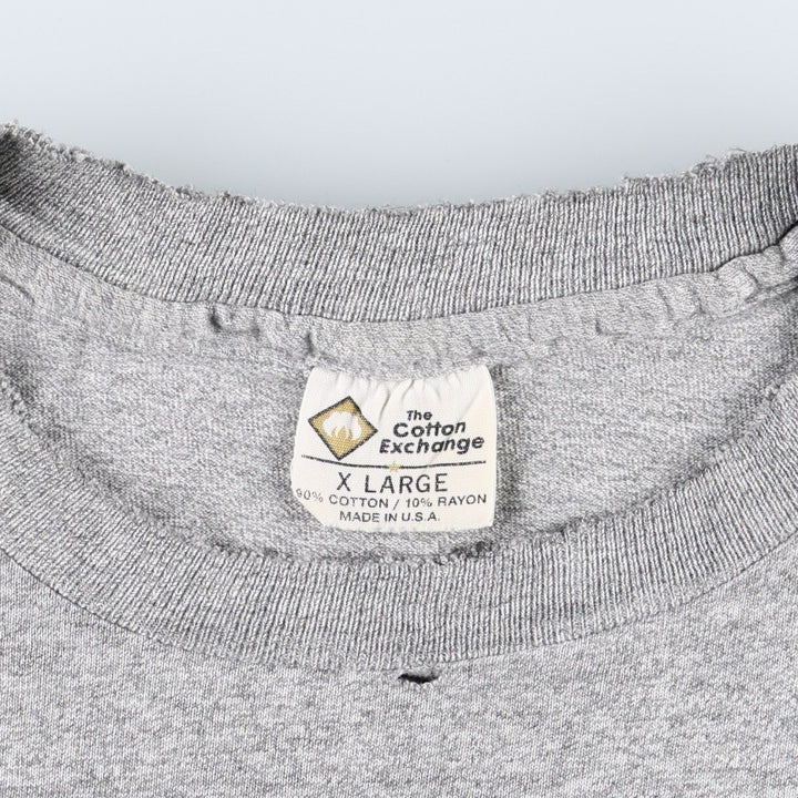 90'S The Cotton Exchange College T-shirt, Made in USA, Men's XL equivalent, Vintage cotton gray type Vintage Second Hand