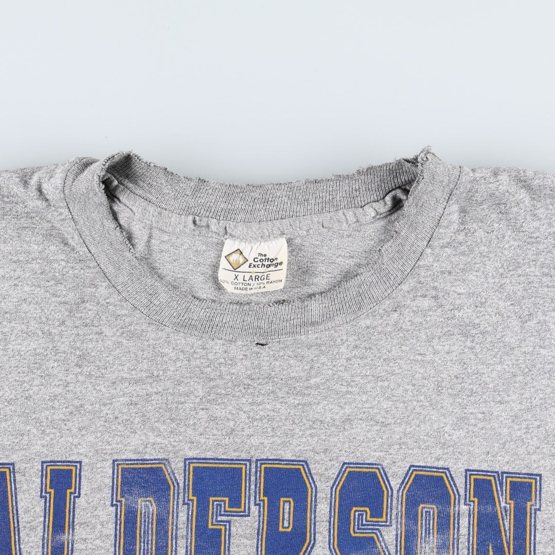 90'S The Cotton Exchange College T-shirt, Made in USA, Men's XL equivalent, Vintage cotton gray type Vintage Second Hand
