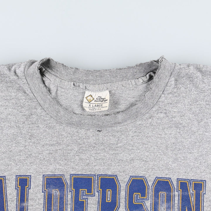 90'S The Cotton Exchange College T-shirt, Made in USA, Men's XL equivalent, Vintage cotton gray type Vintage Second Hand