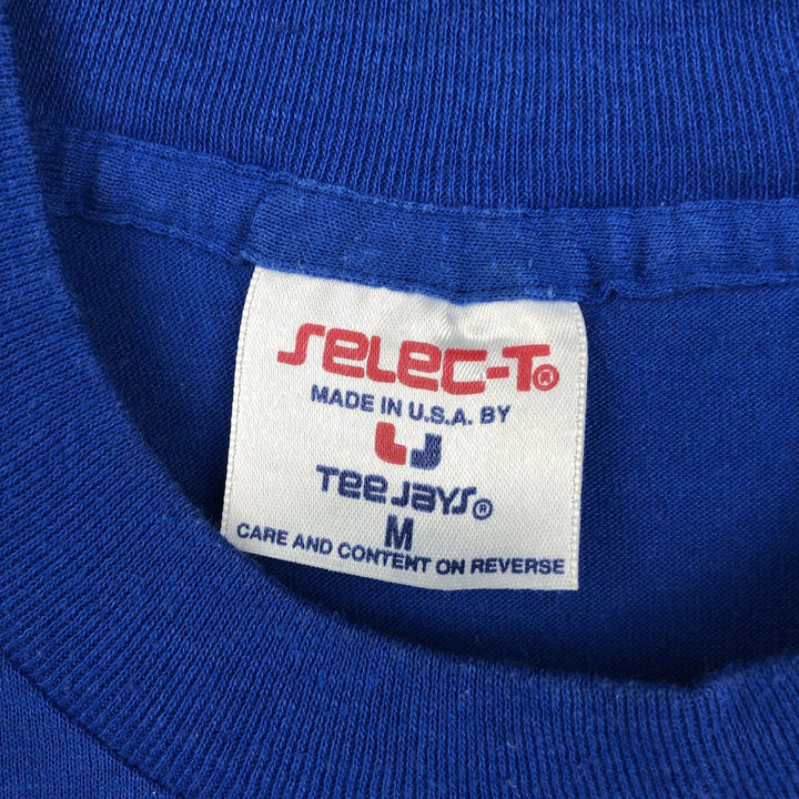 ~90'S TEE JAYS SELECT-T College T-shirt, Made in USA, Men's Size M (approx.), Vintage polyester blue type Vintage Second Hand