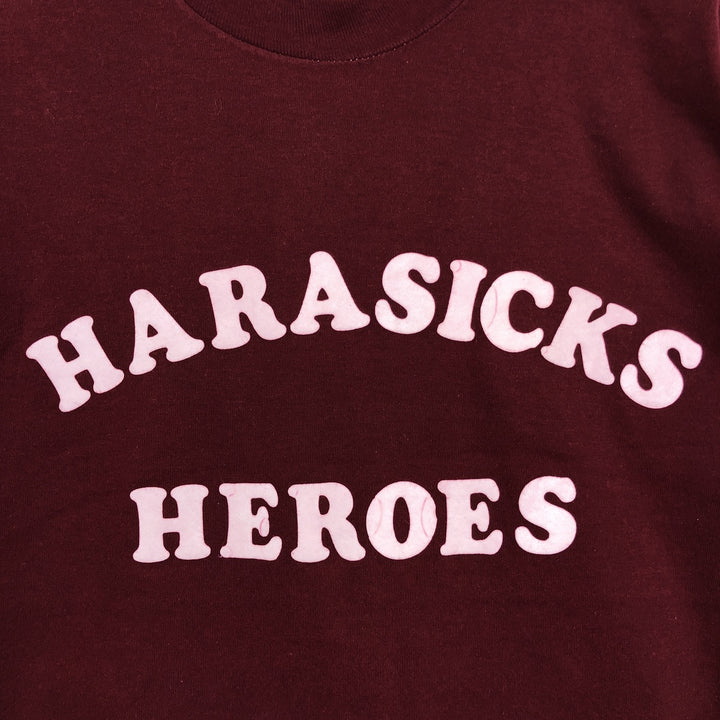 70s-80'S Sportswear Flock Print College T-Shirt, Made in USA, Men's Size M (Equivalent), Vintage cotton wine-red Vintage Second Hand