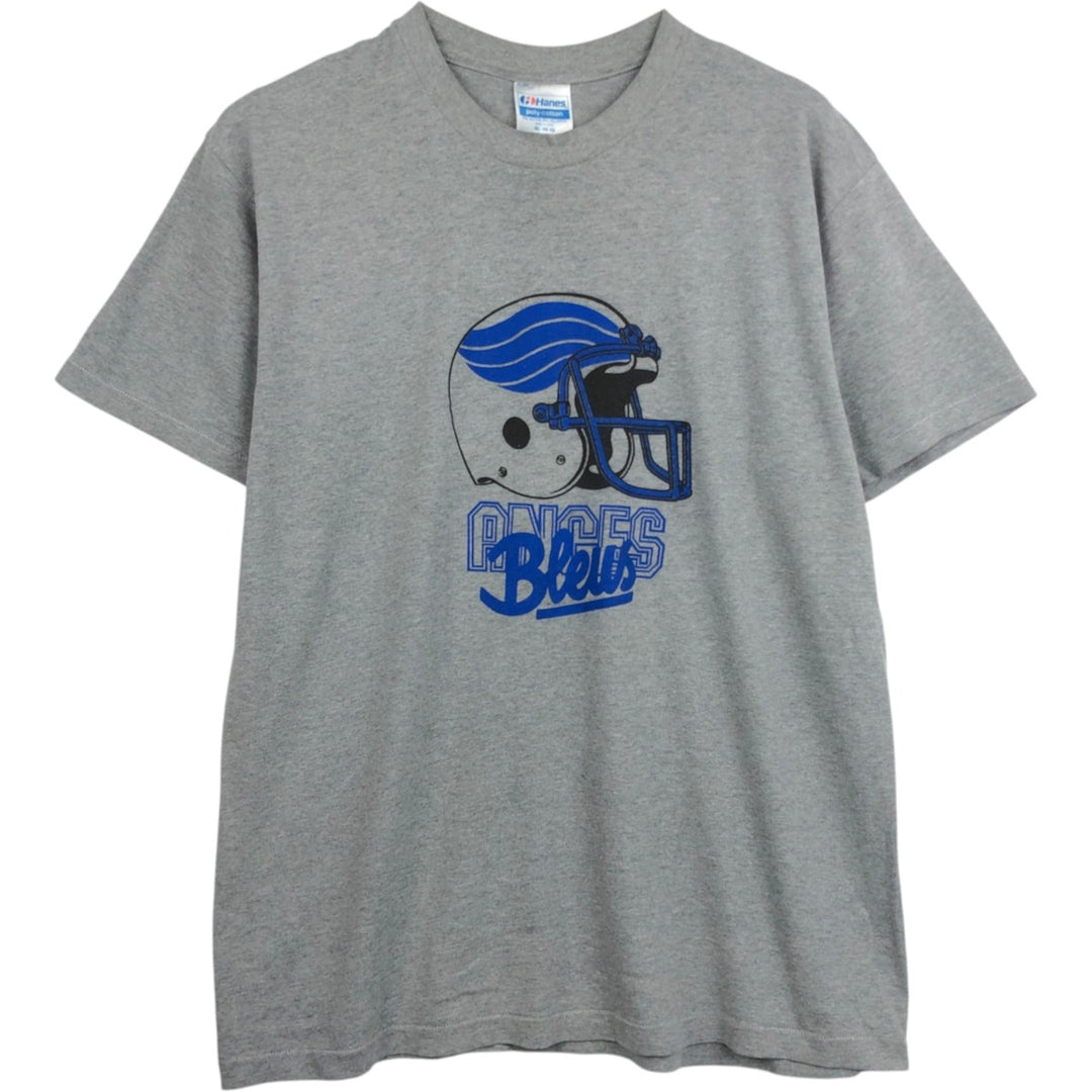 80'S Hanes Poly-Cotton Blue Tag College T-Shirt, Made in USA, Men's XL (approx.) Vintage cotton gray type Vintage Second Hand