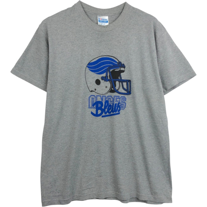 80'S Hanes Poly-Cotton Blue Tag College T-Shirt, Made in USA, Men's XL (approx.) Vintage cotton gray type Vintage Second Hand