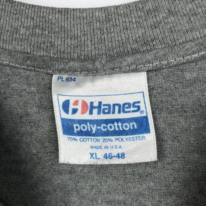 80'S Hanes Poly-Cotton Blue Tag College T-Shirt, Made in USA, Men's XL (approx.) Vintage cotton gray type Vintage Second Hand
