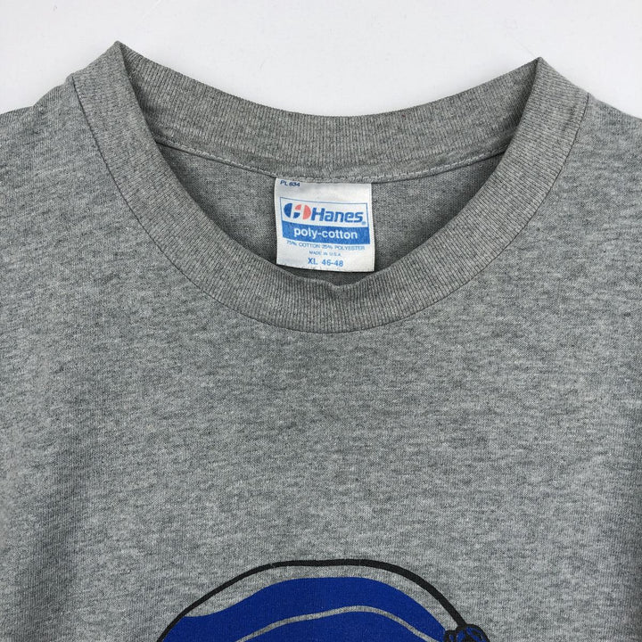 80'S Hanes Poly-Cotton Blue Tag College T-Shirt, Made in USA, Men's XL (approx.) Vintage cotton gray type Vintage Second Hand