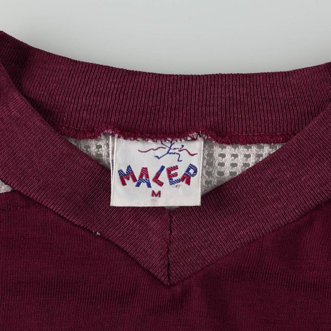 MALER V-neck, 5/8 sleeve mesh football t-shirt, men's size M equivalent, vintage. unclear burgundy type Vintage Second Hand