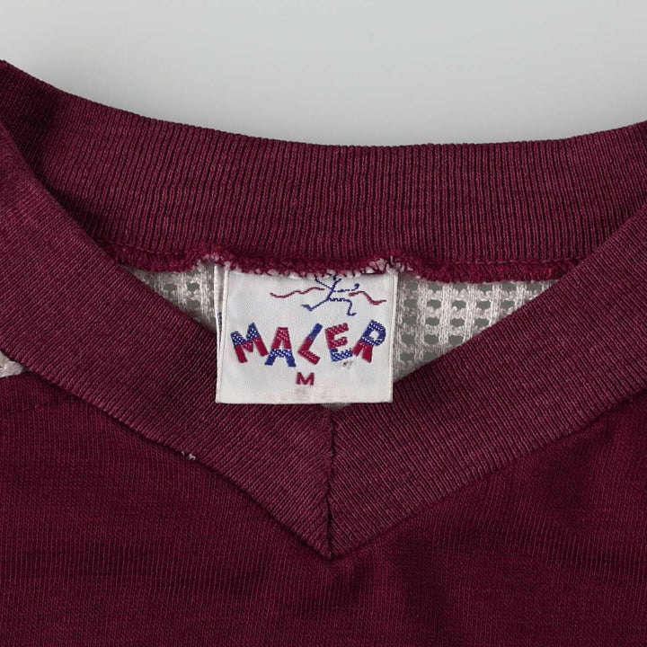MALER V-neck, 5/8 sleeve mesh football t-shirt, men's size M equivalent, vintage. unclear burgundy type Vintage Second Hand