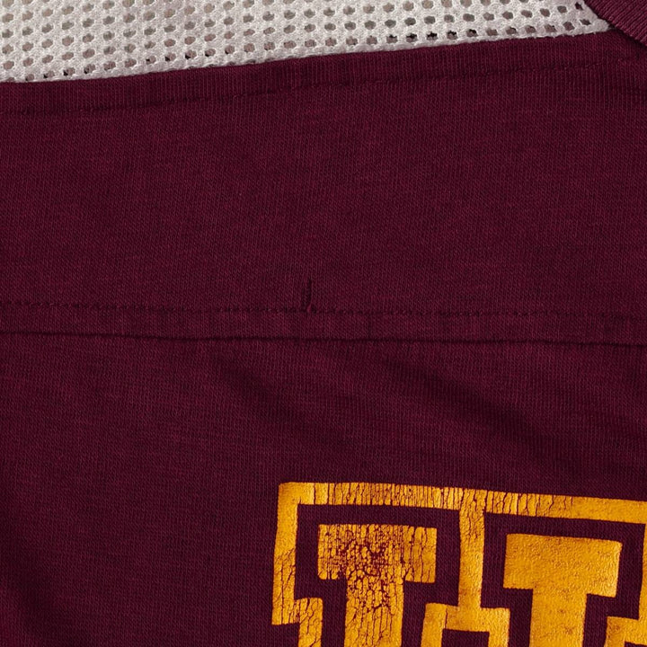 MALER V-neck, 5/8 sleeve mesh football t-shirt, men's size M equivalent, vintage. unclear burgundy type Vintage Second Hand