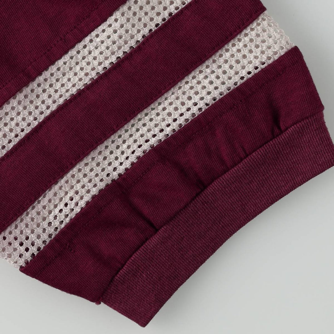 MALER V-neck, 5/8 sleeve mesh football t-shirt, men's size M equivalent, vintage. unclear burgundy type Vintage Second Hand
