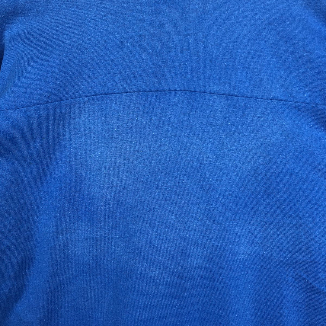 90'S LOGO7 V-neck 3/4 sleeve football t-shirt, Made in USA, Men's size L equivalent, Vintage cotton blue type Vintage Second Hand
