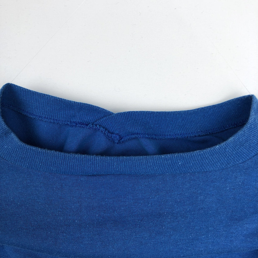 90'S LOGO7 V-neck 3/4 sleeve football t-shirt, Made in USA, Men's size L equivalent, Vintage cotton blue type Vintage Second Hand