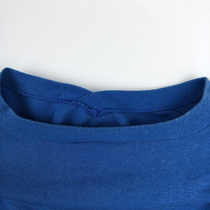 90'S LOGO7 V-neck 3/4 sleeve football t-shirt, Made in USA, Men's size L equivalent, Vintage cotton blue type Vintage Second Hand