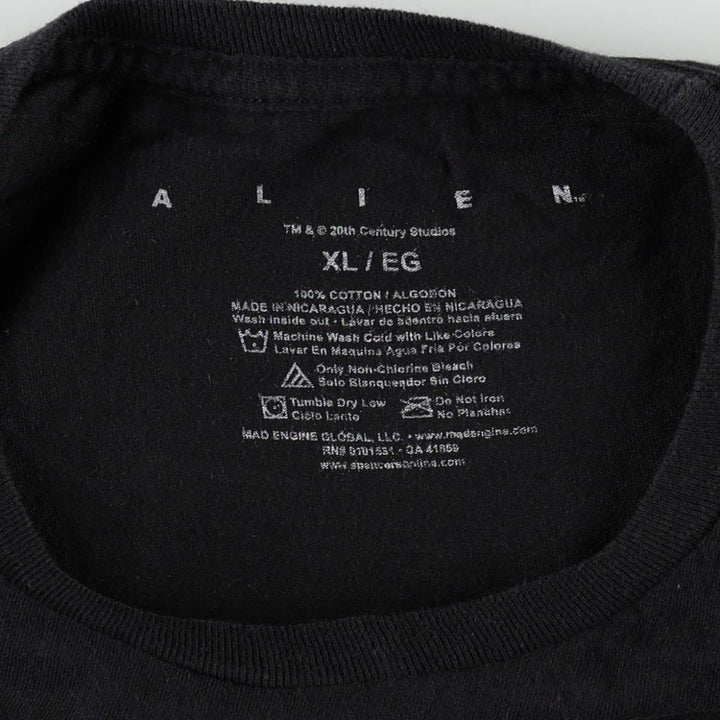 ALIEN Alien Movie T-shirt Men's XL size cotton black type Vintage Second Hand
