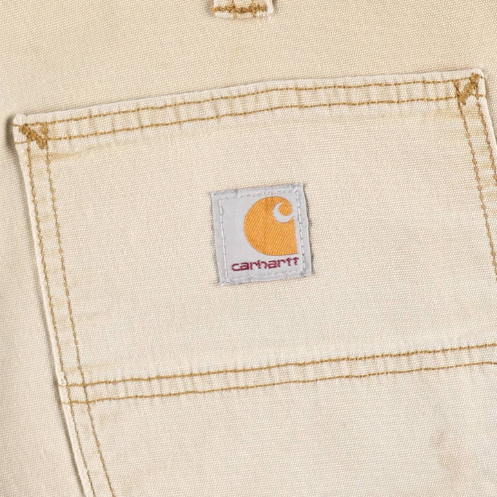 Carhartt Relaxed Fit Painted Duck Canvas Work Shorts (Men's W33 equivalent) cotton Beige type Vintage Second Hand