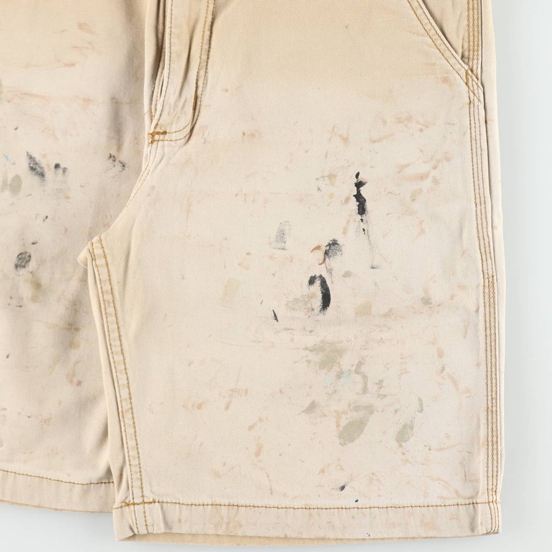 Carhartt Relaxed Fit Painted Duck Canvas Work Shorts (Men's W33 equivalent) cotton Beige type Vintage Second Hand