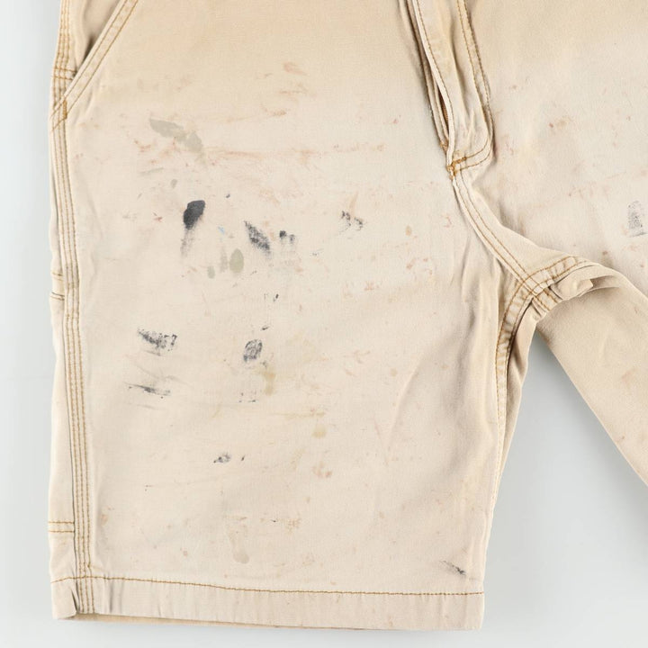 Carhartt Relaxed Fit Painted Duck Canvas Work Shorts (Men's W33 equivalent) cotton Beige type Vintage Second Hand