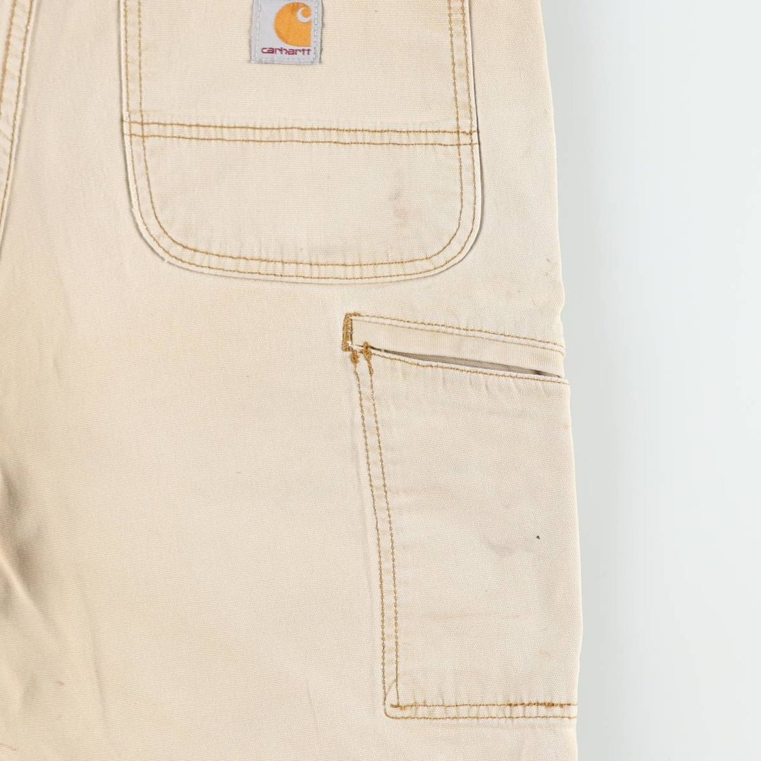 Carhartt Relaxed Fit Painted Duck Canvas Work Shorts (Men's W33 equivalent) cotton Beige type Vintage Second Hand