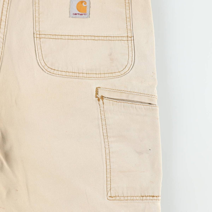 Carhartt Relaxed Fit Painted Duck Canvas Work Shorts (Men's W33 equivalent) cotton Beige type Vintage Second Hand