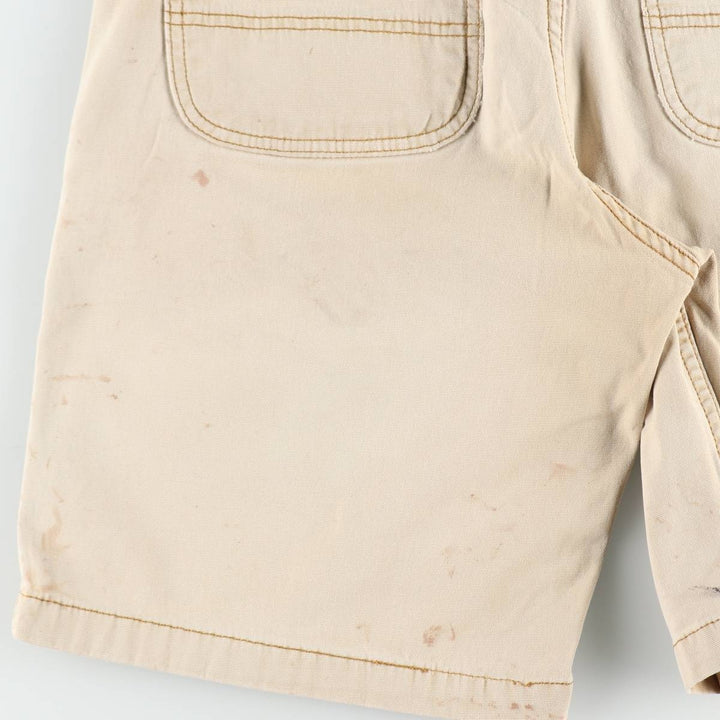 Carhartt Relaxed Fit Painted Duck Canvas Work Shorts (Men's W33 equivalent) cotton Beige type Vintage Second Hand