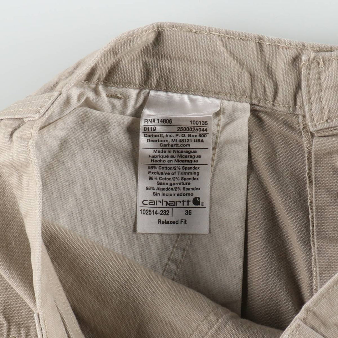 Carhartt Relaxed Fit Duck Canvas Work Shorts (Men's W37 equivalent) cotton Beige type Vintage Second Hand